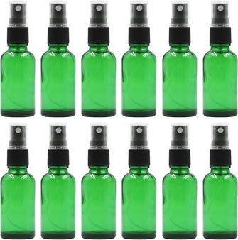 Disnace 12x30ml Empty Glass Spray Bottle, Refillable Spray Bottle Atomiser Fine Mist Glass Spray Bottle for Traveling, Make-up, Essential Oils, Aromatherapy, Perfumes, Pharmacists (green)