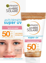 Garnier Ambre Solaire SPF 50+ Anti Dryness Sun Cream Moisturiser for Face, High Protection Against UVA & UVB, Non-Sticky Fast Absorption, For Daily Use, All Skin Tones, Super UV, 50 ml