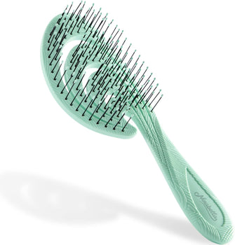 Ninabella Organic Detangle Hair Brush for Women, Men & Children - Does not Pull the Hair - Hair Straightening Brushes for Curly, Straight & Wet Hair - Unique Wave Hairbrush Green
