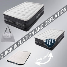 OlarHike Inflatable Mattress, Air Bed Double with Built-in Electric Pump, King Size Blow Up Self Inflating Guest Airbed with Flocked Surface for Camping or Home Use, 190cm L x 140cm W x 46cm H(Black)