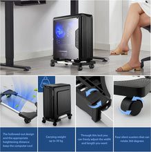 Computer Tower Stand, Adjustable Mobile CPU Stand with 4 Rolling Caster Wheels, PC Tower Stand Fits Most PC Under Desk-Black
