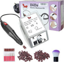 DiiDa Professional Electric Manicure Drill Set Acrylic Nail Gel Polish Remover Electric Nail Files Pedicure Kit with [100pcs Sand Rings+1 Powder Brush]