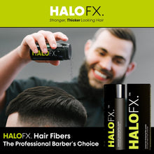 HALO FX. Professional Hair Fibres  Thicker Hair in 10 Seconds  Hair Fibres Black. Natural Thick Fiber for Hair, Hair Growth Treatment, Hair Powder, Hair Loss Concealer Men & Women (Black)