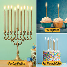 DONQL Birthday Cake Candles 24PCS, Tall Cake Candles, Long Birthday Candles, Thin Cupcake Candles with Holders for Birthday Cake Baby Shower Cake Wedding Party Decoration (24Pcs Champagne)