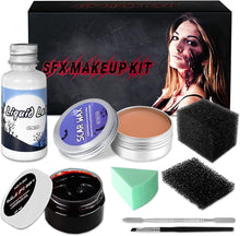 Halloween Special Effects Makeup Kit: SFX Face Paint Cosplay Makeup Kit - Realistic Fake Scar Wound Vampire Modeling with Fake Blood Gel - Skin Wax - Sponge - Spatula