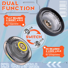MAGICYOYO Dual Purpose Yoyo for Kids Beginner, Responsive Yoyo K2 Crystal Black, Trick Yoyo Professional Ball with Unresponsive Bearing + Bearing Remover + Axle + Axle Tool + Bag + 12 Yoyo Strings