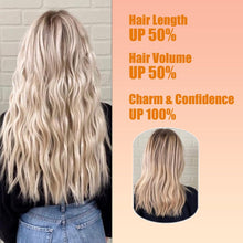 Gairyan Clip in Hair Extensions Curly Wavy Long Hair Pieces 6PCS Full Head Synthetic Hair Extension Thick Natural Look for Women, 20 Inches 140g, Natural Blonde & Bleach Blonde