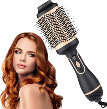 Hair Dryer Brush, Hot Air Brush for Fast Drying, Hair Dryer and Styler for Salon Results, Negative Ionic Curler Straightening Comb, 4 in 1 Hot Air Styling Brush (Gold)