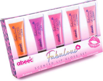 abeec Scented Lip Gloss Set  5 x Lip Gloss Pack - Strawberry, Blueberry, Cherry, Orange And Grape  Kids Makeup Sets For Girls  Kids Lip Gloss Sets For Girls