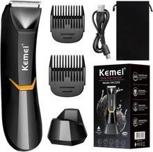 KEMEI 3208 Body Hair Trimmer, Electric Groin Trimmers for Men, Replaceable Electric Cordless Ball Hair Trimmer Shaver, Multi-Function Body Groomer Set Pubic Trimmers with Washable Blade