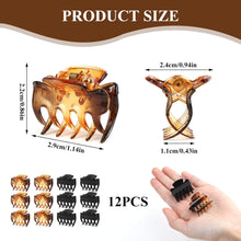 12 Pieces Small Hair Clips, 2.9cm x 2.2cm/1.14inch x 0.86 inch Medium Size Hair Claws Clips Plastic Hair Jaw Clips Simple and Elegant Butterfly Hair Clamp for Girls and Women (Matte Black and Brown)