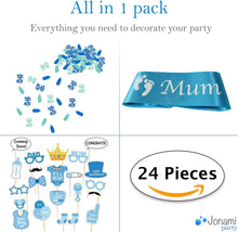 Boy Baby Shower Set and Mum to Be Party Decorations, Mummy to Be Blue Satin Sash, Baby Boy Photo Booth Props, It's a Boy Confetti Mix. Accessories Baby Shower Supplies