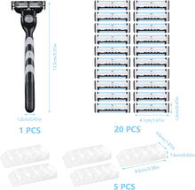 Foreverup Mach 3 Razor Blades Men, 20pcs Razor Blade Refills with Precision Trimmer, 3 Layer Mens Razor Manual Shaver Blade, Professional Barber Beard Razor Blades