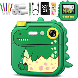 Gofunly Kids Camera Instant Print, 2.4'' Instant Camera for Kids with 32G Card & Print Photo Paper, 1080P HD Video Kids Digital Toddler Toy Camera, Christmas Birthday Gifts for Boys Age 3-12 Years Old