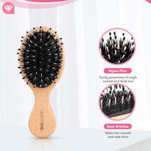 Hair Brush Mini Boar Bristle Hairbrush Pocket Travel Small Paddle Hair Brush for Men Women Kids for Thick Curly Thin Long Short Wet or Dry Hair Detangle Massage Add Shine