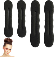 4 PCS Black Hair Bun Maker, Bun Hair Donut Black Small Hair Doughnut Maker Sponge Hair Foam Hair Updo Tools Twister Bun Shaper Hair Accessories for Girls Women Gifts(2 Large &2 Small)