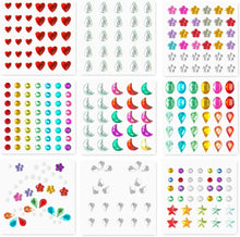 AWAVM 9 Sheets Festival Face Gems Stick on, Self-Adhesive Face Jewels Stickers Face Diamonds Rhinestones for Makeup, Nail Gems Stickers for Face Eye Arm Body Nail Decoration Party