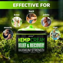 Hemp Cream - Maximum Strength - Great for Joints, Back, Neck, Elbows - Natural Formula - 4 oz