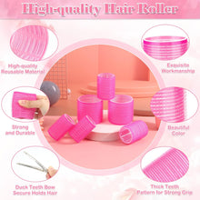 Hair Rollers with Clips Thrilez Self Grip Jumbo Include 63mm 44mm 35mm Hair Curlers for Long Medium Short Hair, Salon Hairdressing Rollers Tools for DIY Hair Styling (Rose Red)