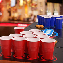 Cieex Beer Pong Set Include 1 Beer Pong Table Mat Party Plastic Cups (15 Blue & 15 Red) 8 Ping Pong Balls Fun Adult Drinking Game for Party Festivals Tournaments BBQ
