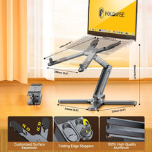 FoldWise X Laptop Stand for Desk - 100% Aluminum, 360 Rotating Base, Foldable, Adjustable Height & Angles Laptop Riser - Sturdy & Portable MacBook Stand, Computer Holder for 11-18