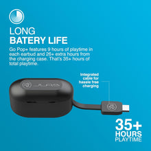 JLab Go Air Pop+ True Wireless Earbuds, In Ear Headphones, Bluetooth Earphones, 35H Playtime Ear Buds, Bluetooth Earbuds with Microphone, USB-C Charging Case, Dual Connect, EQ3 Sound, Black