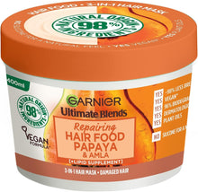 Garnier Ultimate Blends Hair Food, Papaya 3-in-1 Damaged Hair Mask Treatment, 400ml