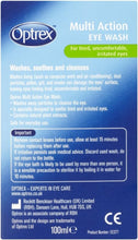 Optrex Multi Action Eye Wash, For Tired, Uncomfortable & Irritated Eyes, 100ml each, Washes, Soothes & Cleanses, Contains Natural Plant Extracts, With Flexiseal Eye Bath