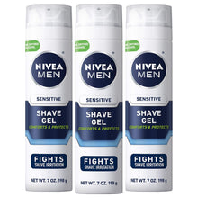 NIVEA FOR MEN Sensitive, Shaving Gel 7 oz (Pack of 3)