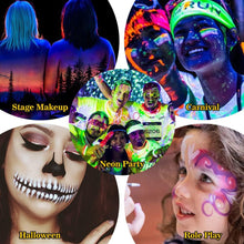 Neon Face Paint Body Fluorescent, Neon Paint Set, 8 x 10ml UV Paint Makeup, Suitable for Halloween, Carnival, Birthday Party