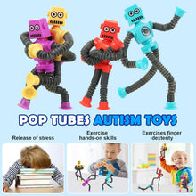 JoyJoyful Fidget Toys for Kids Tubes Robot Toy, 4 Pack Stretchy Toys for Kids & Adults, Baby Sensory Toys for Autism, Bath Toys Toddler Travel Toys for Plane