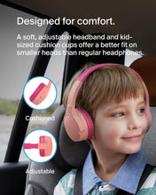 Belkin SoundForm Mini Kids Wireless Headphones with Built-In Microphone, 30H of Playback Time, & Fun Stickers - Over-Ear Headsets for Online Learning, School, Travel, iPhone, iPad, Galaxy - Pink