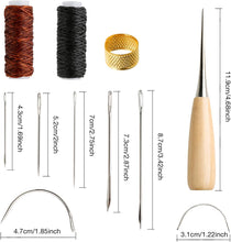 Leather Repair Kit 11PCS Leather Sewing Tools Waxed Thread and Needles for Fabric Sewing Upholstery Tools for Sofas Carpet Furs Sewing