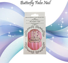 PinkButterflyFalseNail24PCSExtraLongGlossyCoffinBallerinaPressonNailFullCoverArtificialNailTipsforWomenandTeenGirls