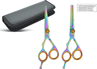 Left Handed Hairdressing Scissors Professional Hair Cutting Scissors Kit/Thinning Shears/Barber Scissor/Hair Scissors -5.5" Texturing Scissor,Thinning Scissors for Men Women