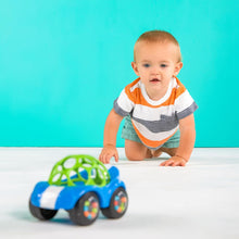 Bright Starts Oball Rattle & Roll Sports Race Car Toy Push and Go Vehicle, Easy Grasp, Ages 3 Months +, Blue