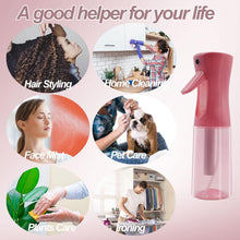 JANYUEPAI Hair Spray Bottle, Continuous Water Mist Spray Bottle Empty Fine Mist Salon Hairdressing Spray Bottle for Hair Styling, Skin Moisturising, Plant Watering, Cleaning, Pink