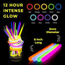 100pcs Premium 8 Inch Glow Sticks With Connectors To Make Neon Necklace Wrist Band Bracelets, Party Favours, Party Bag Fillers for Kids - Party Accessories, Long-lasting Glow Sticks for Children