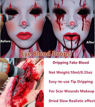 Mysense Dripping Fake Blood Makeup (0.35 oz),Easy Dry Flow Washable Fake Blood for Eyes Drips Nose Bleeds Scar Wounds,Halloween Blood for Cosplay SFX Zombie Vampire Makeup,Dark