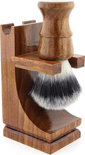 Haryali London Shaving Brush Stand - Walnut Finish - Wooden Shaving Stand - for Safety Razor - Shaving Razor - and Shaving Brush - Shaving Stand with Broad Base - for Heavy Shaving Brush Set