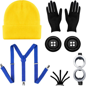 Humairc World Book Day Costumes for Kids Yellow Costume For Adults WBD Fancy Dress for Childrens Big Eyes Goggles Yellow Hat Yellow Outfit Cartoon Cosplay Accessories Fancy Dress