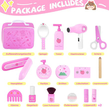 GAGAKU Wooden Makeup Set Kids Pretend Makeup Sets Wooden Toy Kit Montessori Fake Makeup Play Dress Up Kit with Hair Dryer Mirror for Toddler Children Little Girls Perfume Gifts Ages 3 +