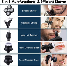 Head Shavers for Bald Men, 5-in-1 Electric Razor for Men, Wet & Dry Rotary Men Shavers, Cordless, Waterproof, USB Rechargeable Men Grooming Kit with Nose Hair Trimmer