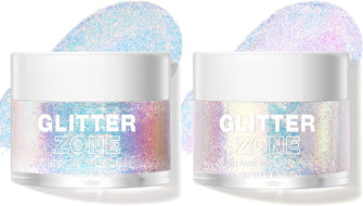 LANGMANNI 2Pcs Holographic Body Glitter Gel for Body, Face, Hair and Lip.Color Changing Glitter Gel Under Light. Vegan & Cruelty Free-1.35 oz/pcs (1 Golden Ocean+2 Sparkling Pink)