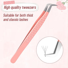 Lash Tweezers for Eyelash Extensions, Nano Fiber Tip Tweezers High Precision Lash Extension Tweezers Eyelash Tweezers Professional Volume Lash Tweezers for Lash Extension Supplies (Pink)