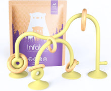 Infatot Teething Suction Toy - Baby Teether & Sensory Toy 6M+ - Wood & Silicone Baby Toys - Baby High Chair Toys, Wooden Baby Toys for Early Development, Baby Gifts for Boys & Girls, Newborns - Olive