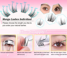 Manga Lashes Bottom Individual Eyelashes Anime Natural Look False Eyelashes Korean Eye Lashes Cluster Spiky Wispy Mink Fake Eyelashes by EYDEVRO (50 Clusters)