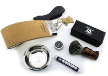 Haryali London Shaving Kit - 6pc Straight Razor Kit - Wooden - Cut Throat Razor - Badger Shaving Brush - Shaving Bowl - Leather - Straight Razor Strop - Honing Compound - Alum Stick