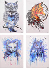 Lurrose Halloween Tattoo Stickers Owl Cat Fox Temporary Tattoo Decals Arm Body Waterproof Removable Tattoo for Women Men Party Makeup Ornaments 4pcs