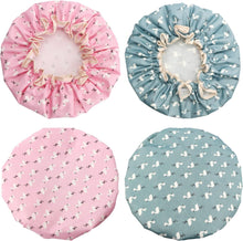 2 Pcs Shower Cap Elastic Band Waterproof Bath Caps Double Layers Reusable With Ruffled Edge Covering Ears for Girls and Women